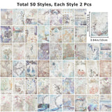 100 Sheets 50 Patterns Ocean Map Theme Scrapbook Paper Pads, Background Paper Pad, for DIY Album Scrapbook, Greeting Card, Diary Decorative, Rectangle, Sea Animals, 14x10x1.45cm, 2 sheets/pattern