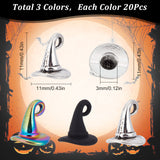 60Pcs 3 Style Rainbow Color Alloy Pendants, Cadmium Free & Lead Free, Witch Hat, Mixed Color, 11~12x10~11x10.5~11mm, Half Hole: 1.7~3mm, 20pcs/style