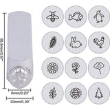 Iron Metal Stamps, Mixed Patterns, Platinum, 65.5x10mm, 12pcs/box