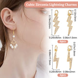 12Pcs 2 Styles Brass Micro Pave Cubic Zirconia Pendants, with Jump Rings, Long-Lasting Plated, Lightning Bolt Charm, Golden, 17.5~20x6x1.5~2mm, Hole: 1.8~3mm, 6pcs/style