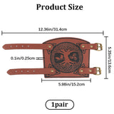 Imitation Leather Tree of Life Cord Bracelet, Alloy Adjustable Buckle Gauntlet Wristband, Cuff Wrist Guard for Men, Sienna, Inner Diameter: 2-1/4~2-7/8 inch(5.6~7.25cm)