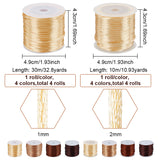 8 Roll 8 Styles Nylon Rattail Satin Cord, Beading String, for Chinese Knotting, Jewelry Making, Coconut Brown, 1~2mm, about 10.93 yards(10m)/roll~32.8 yards(30m)/roll, 1 roll/style