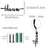 Iron Pendant Decorations, for Outdoor Garden Decoration, Word This Is Us, Electrophoresis Black, 10x31.5cm
