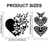 1 Set PET Hollow Out Drawing Painting Stencils, with 1Pc Art Paint Brushes, for DIY Scrapbook, Photo Album, Heart, 297~300x210~300mm, 2pcs/set