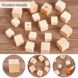 90pcs 3 Style Wood Beads, Undyed, Square, Antique White, 11.5~16x12~16x12~15.5mm, Hole: 3~3.5mm, 30pcs/style