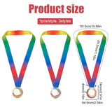 3Pcs 3 Colors Alloy Enamel Medal, Rainbow Color Polyester Lanyard Medal, Mixed Color, 505mm, 1pc/color