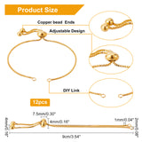 12Pcs Brass Box Chain Bracelet, for Slider Bracelet Making, Golden, 3-1/2 inch(9cm), 0.1cm, Hole: 2mm