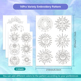 4 Sheets 11.6x8.2 Inch Stick and Stitch Embroidery Patterns, Non-woven Fabrics Water Soluble Embroidery Stabilizers, Sun, 297x210mmm