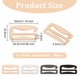 16Pcs 4 Colors Zinc Alloy Underwear Strap Buckles, Bra Hook, Number 9-Shaped, Mixed Color, 16.5x30x2.5mm, Inner Diameter: 1.5x24.5mm, 4pcs/color