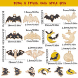 36Pcs 6 Style Alloy Enamel Charms, Golden, Bat, Mixed Color, 13.5~25x16~29x1.5~3.8mm, Hole: 1.5~2mm, 6pcs/style