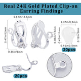 20Pcs Brass Clip-on Earring Findings, with Loops & 20Pcs Earring Pads, 925 Sterling Silver Plated, 12x15.5x9mm, Hole: 1.6mm