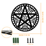 Iron Wall Art Decorations, for Front Porch, Living Room, Kitchen, Flat Round with Star, Electrophoresis Black, 300x300x1mm