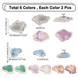 12Pcs Half Drilled Resin Beads, For Pendants Making, Imitation Agate Slices, Mixed Color, 39~40.5x31.5~32.5x4~5mm, Half Hole: 1mm, 2 style, 12pcs