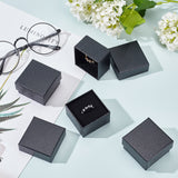 Cardboard Jewelry Boxes, with Black Sponge, for Jewelry Gift Packaging, Square, Black, 5.1x5.1x3.3cm