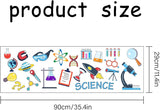PVC Wall Stickers, for Wall Decoration, Word SCIENCE & Lab Supplies Pattern, Colorful, 290x900mm