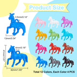 48Pcs 12 colors Opaque Acrylic Pendants, Horse, Mixed Color, 41x42x13mm, Hole: 3.5x4mm, 4pcs/color