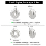 4 Pcs 2 Styles 925 Sterling Silver Spacer Beads, with Silica Gel, Flat Round, Silver, 2pcs/style