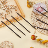 8Pcs 8 Style Wood Hair Sticks, with Light Gold Alloy and Plastic Round Pendant, Vintage Decorative for Hair Diy Accessory, Black, 1pc/style