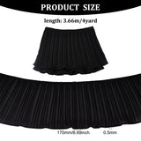 4 Yards Polyester Pleated Elastic Lace Ribbon, Wave Edge Lace Trim, Clothes Accessories, Black, 6-3/4 inch(170mm)