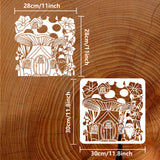 PET Hollow Out Drawing Painting Stencils, for DIY Scrapbook, Photo Album, Mushroom, 30x30cm