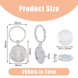DIY Blank Dome Keychain Making Kit, Including Alloy Keychain Cabochon Settings, Glass Cabochons, Platinum, 40Pcs/box