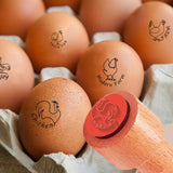 5Pcs 5 Styles Plastic Rubber Stamps with Wood Handles, DIY Egg Drawing Stamps, Chick, 55x20mm, Pattern: 18mm, 1pc/style