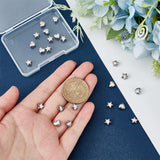 24Pcs 2 Style 304 Stainless Steel Beads, Star & Heart, Stainless Steel Color, 6x6~6.5x4mm, Hole: 1.5mm, 12pcs/style