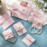 8Pcs 2 Style Square Velvet Jewelry Bags, with Snap Fastener, Pink, 7~10x7~10cm, 4pcs/style