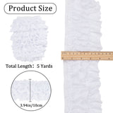 5 Yards 3-Layer Pleated Polyester Chiffon Lace Trim, for Costume Decoration, White, 4 inch(100mm)