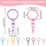 36Pcs 9 Colors Spray Painted Iron Keychain Swivel Clasps, with Lobster Claw Clasps, Mixed Color, 66.5mm, 4pcs/color