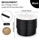 Round Aluminum Wire, Black, 15 Gauge, 1.5mm, about 223.09 Feet(68m)/roll