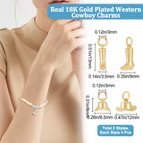 8Pcs 2 Style Rack Plating Brass Charms, with Jump Ring, Long-Lasting Plated, Cadmium Free & Lead Free, Boot and Hat, Real 18K Gold Plated, 6.5~13x9~12x3.5~8mm, Hole: 3mm, 4pcs/style