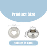 500Pcs 202 Stainless Steel Spacer Beads, Flat Round, Stainless Steel Color, 3x1.5mm, Hole: 1.2mm