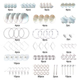 DIY Geometric Style Earring Making Kits, Including Natural Akoya Shell Charms, 304 Stainless Steel Pendants & Stud Earring Findings, Alloy Pendants & Links, Brass Links & Earring Hooks, Silver, 178pcs/box