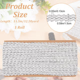 Polyester Braided Lace Ribbons, DIY Crafts, for Curtain, Clothing, Sofa Decoration, Wave Pattern, Silver, 5/8 inch(15mm), about 12.58 Yards(11.5m)/Roll