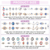 Evil Eye Jewelry Making Finding Kit, Including Flat Round & Heart & Infinity & Palm & Leaf Pendants & Charm Connectors, Mixed Color, 13.5~32x7.5~17x2.5~3.5mm, 62Pcs/box