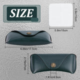 1Pc Imitation Leather Glasses Cases, with 1Pc Suede Fiber Glasses Cleaning Cloth, Dark Green, Cases: 175x70x46mm, Cloth: 150x150x0.5mm