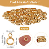 201 Stainless Steel Tube Bails, Loop Bails, Ring Bail Beads, Real 18K Gold Plated, 9x6x2mm, Hole: 1.8mm, 100pcs/box