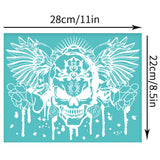 Self-Adhesive Silk Screen Printing Stencil, for Painting on Wood, DIY Decoration T-Shirt Fabric, Turquoise, Skull, 280x220mm