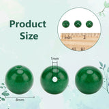 2 Strands Natural Malaysia Jade Beads Strands, Round, Dyed, Dark Green, 8mm, Hole: 1mm, about 48pcs/strand, 15 inch