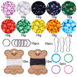 DIY Jewelry, with Glass Seed Beads, Iron Jump Rings, Iron Plating Key Clasp Findings and Braided Nylon Cord, Mixed Color, 110x70x30mm