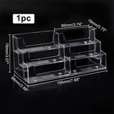 Plastic Business Card Display Holder, 6 Pocket Card Stand, 3 Tier, Trapezoid, Clear, 195x68x79mm, Inner Diameter: 19x95mm