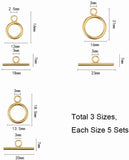 304 Stainless Steel Toggle Clasps, Golden, Ring: 16x12x2mm, Hole: 2.5mm, Bar: 18x7x2mm, Hole: 3mm, 15sets/box