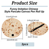 Funny Imitation Chinese Style Pancake Canvas Pen Roll Up, Stationery Pencil Wrap, Flat Round, PeachPuff, 220x5mm