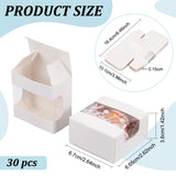 Cardboard Paper Gift Storage Boxes, with Plastic Visible Clear Window, White, Square, None Pattern, 6.65x6.7x3.6cm