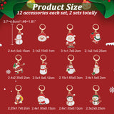 Christmas Theme Alloy Enamel Santa Claus/Snowman Charm Locking Stitch Markers, Golden Tone 304 Stainless Steel Clasp Stitch Marker, Mixed Color, 3.7~4.6cm, 12pcs/set