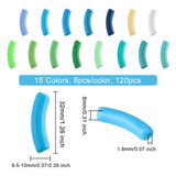 120Pcs 15 Style Opaque Acrylic Beads, Curved Tube, Colorful, 32x9.5~10x8mm, Hole: 1.8mm, about 8pcs/style
