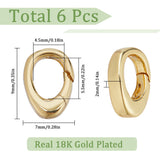 6Pcs Brass Spring Gate Rings, Cadmium Free & Nickel Free & Lead Free, Oval Ring, Real 18K Gold Plated, 9x7x2mm, Hole: 4.5x5.5mm