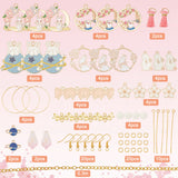 DIY Easter Earring Making Kits, Including Alloy Enamel Rabbit & Planet & Flower Pendants, Glass Beads, Polycotton Tassel Pendant, Brass Earring Hooks & Link Connectors, Golden, 94Pcs/box