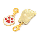 Cat & Paw Theme DIY Knitting Tools, including Alloy Enamel Pendant Stitch Markers and Beaded Knitting Row Counter Chains, Golden, 23.9cm